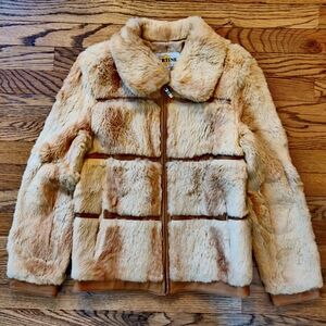 Women's Vintage Mink Fur And Leather Jacket